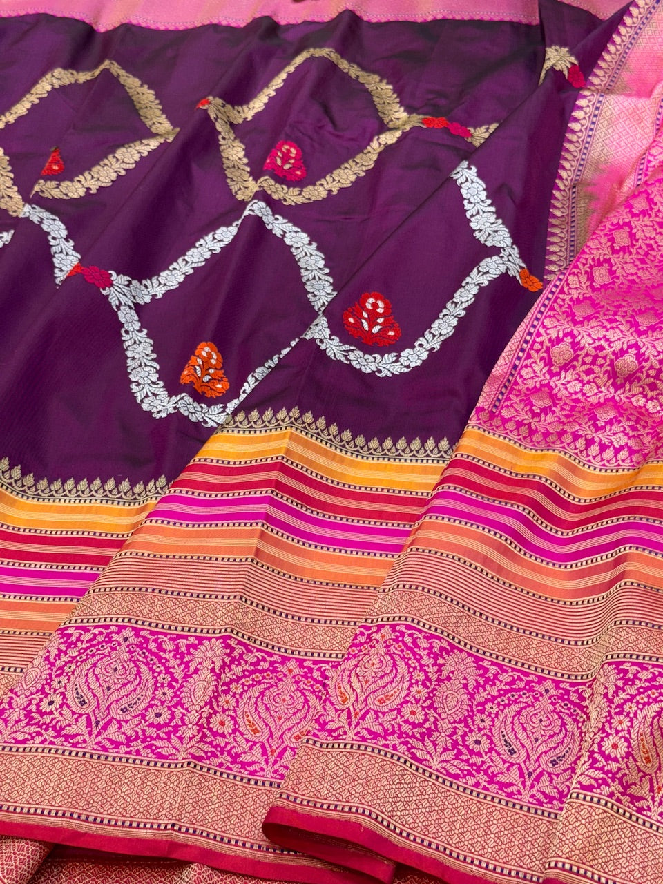 Magenta Ektara Silk Handwoven Saree