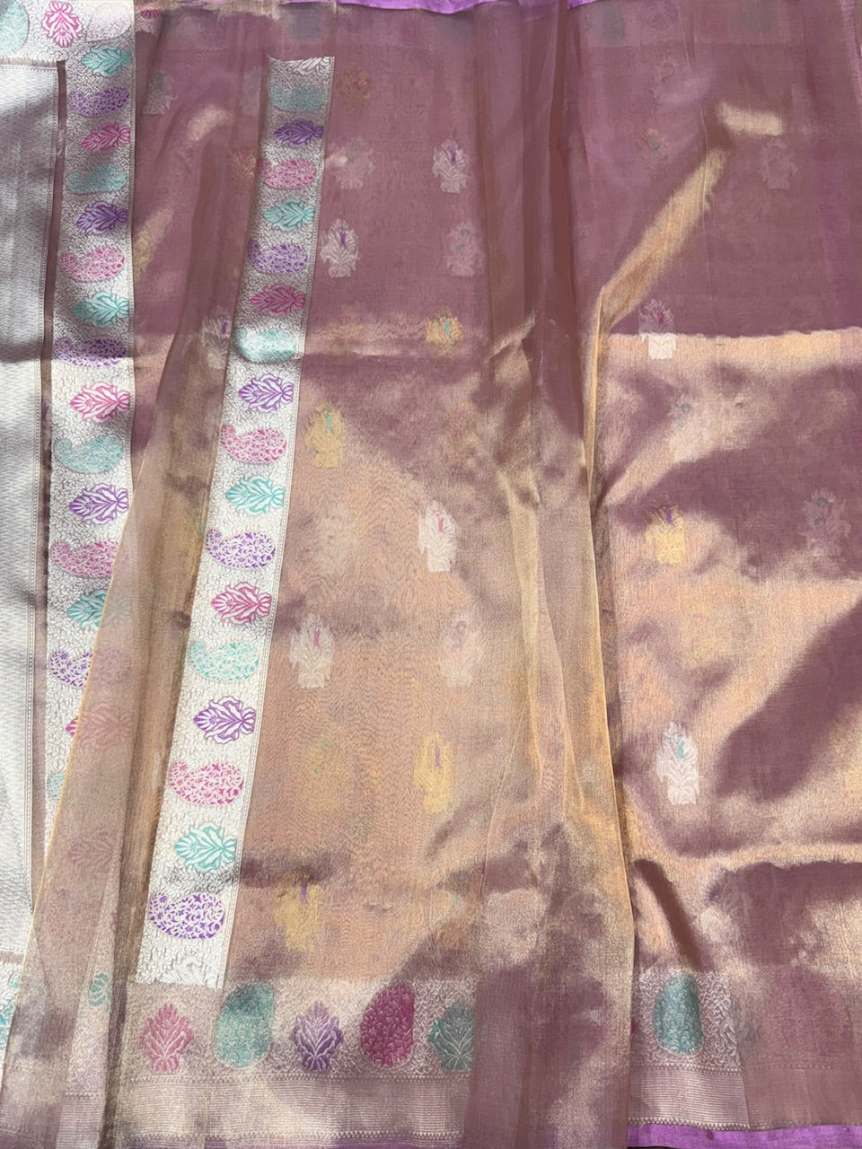 Rose Gold Handwoven Banarasi Pure Tissue Saree