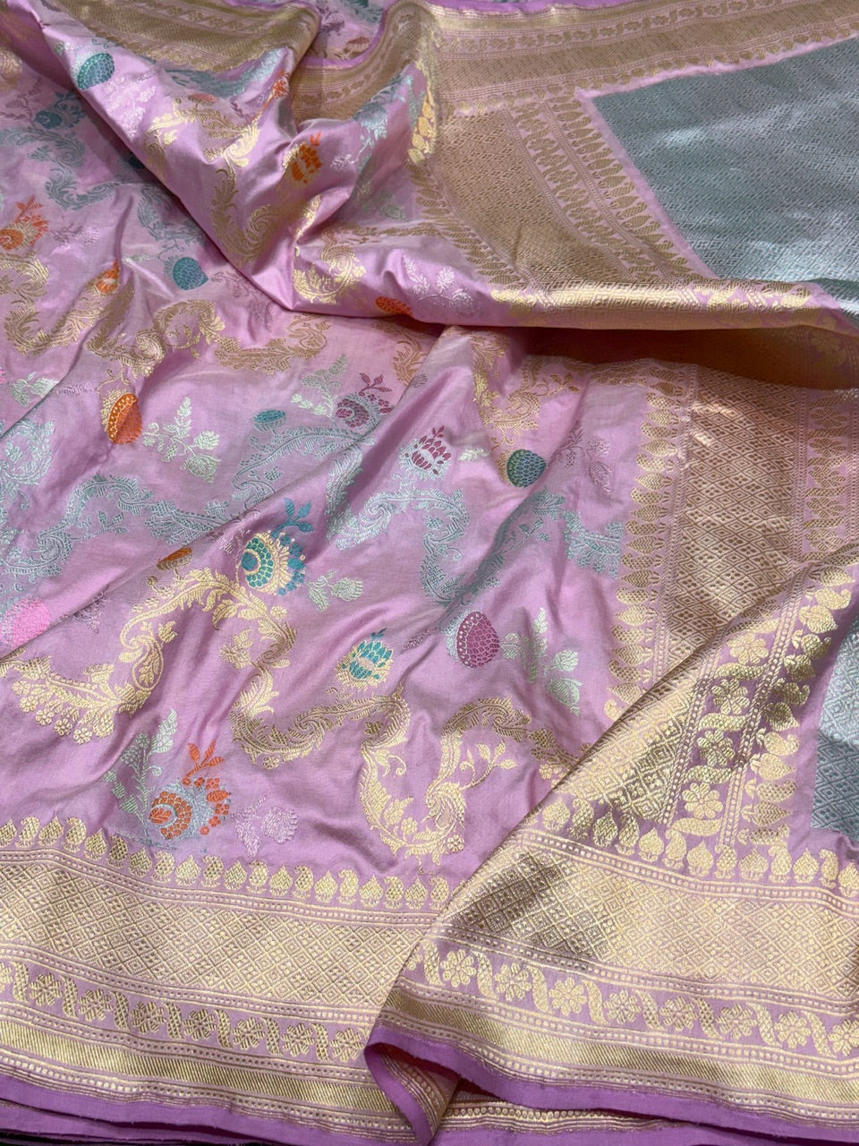 Baby Pink Handwoven Banarasi Pure Silk Saree