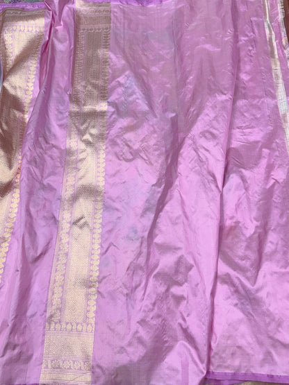 Baby Pink Handwoven Banarasi Pure Silk Saree