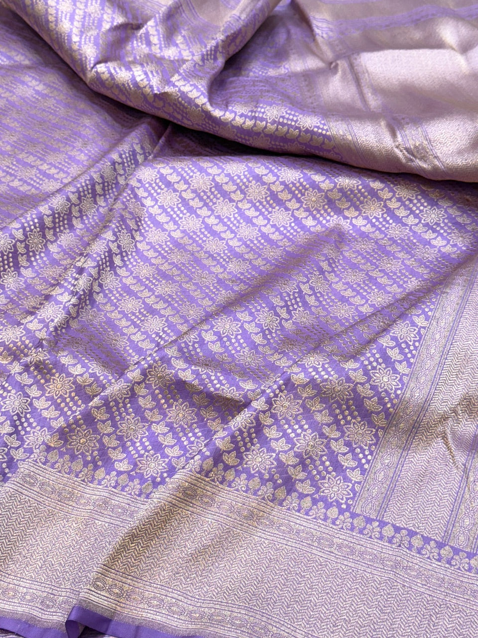 Lavender Pure silk Brocade  Saree