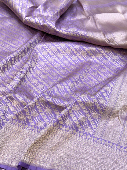 Lavender Pure silk Brocade  Saree