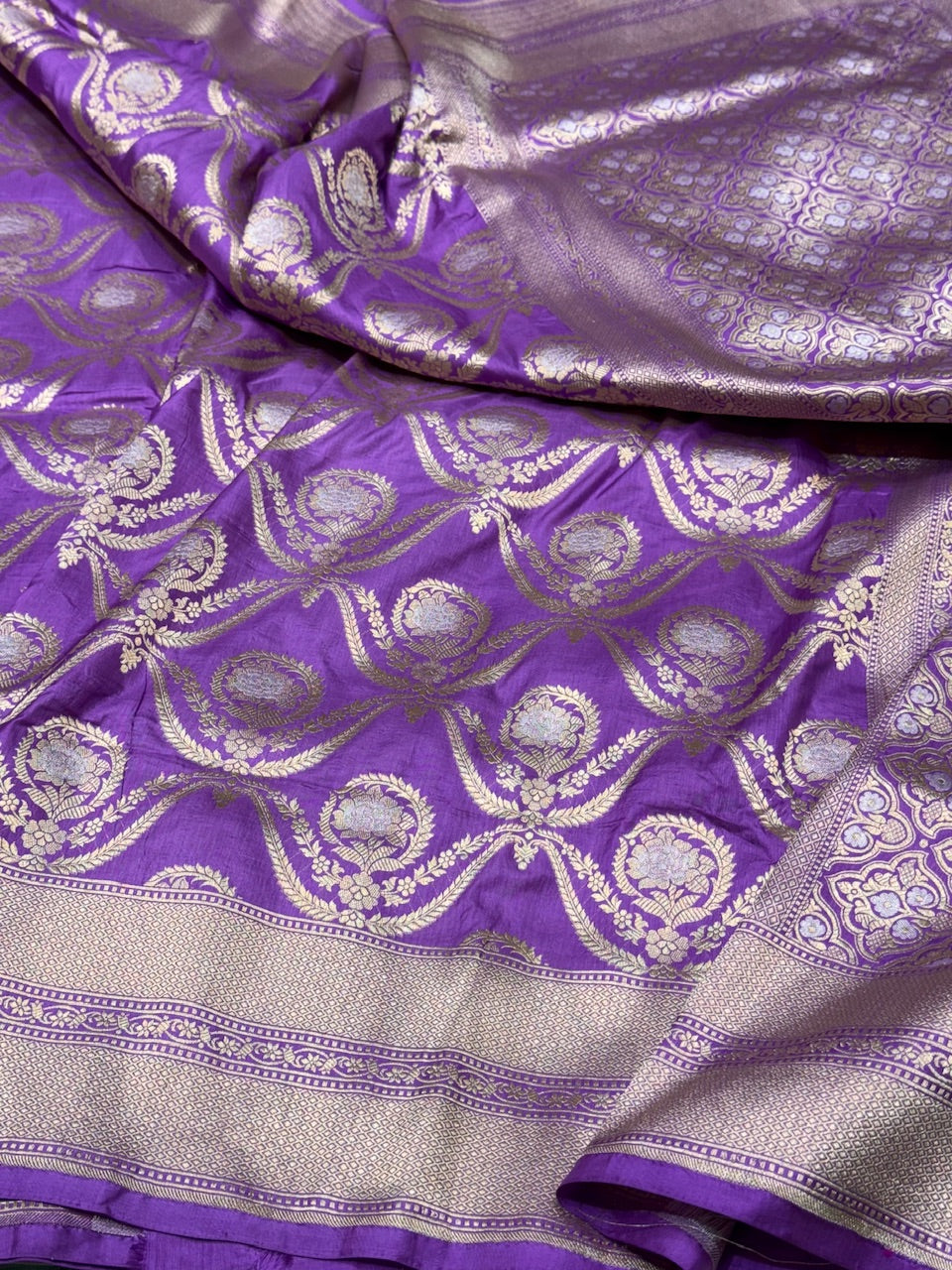 Lavender Sona Rupa Pure Silk Saree