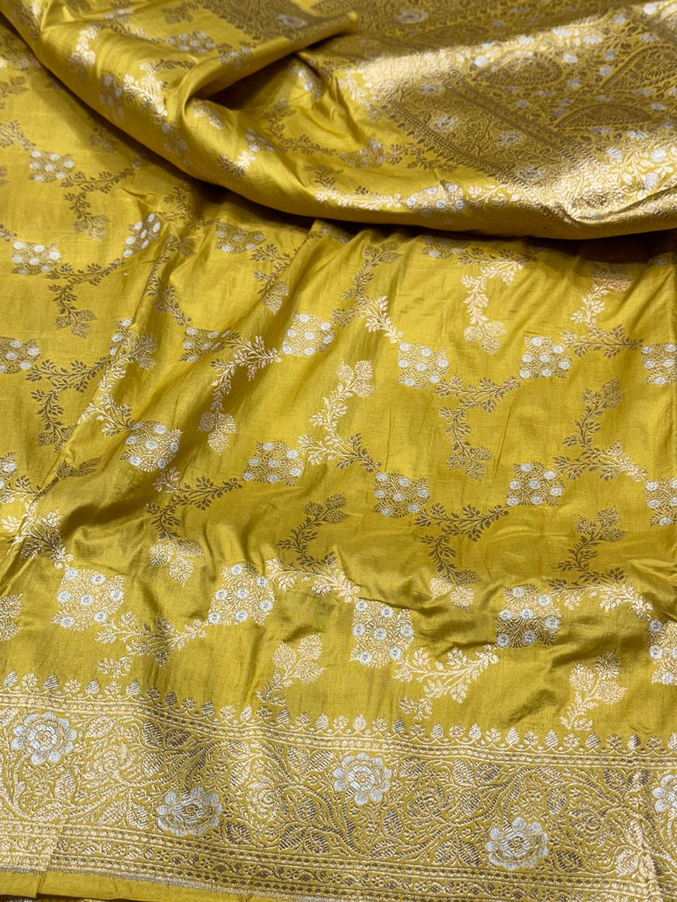 Yellow Sona Rupa Pure Silk Saree