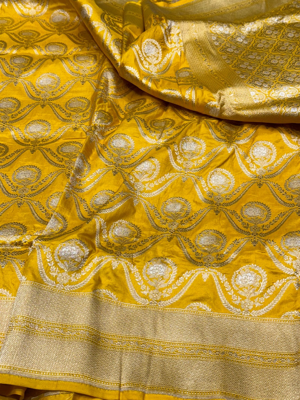 Yellow Sona Rupa Pure Silk Saree