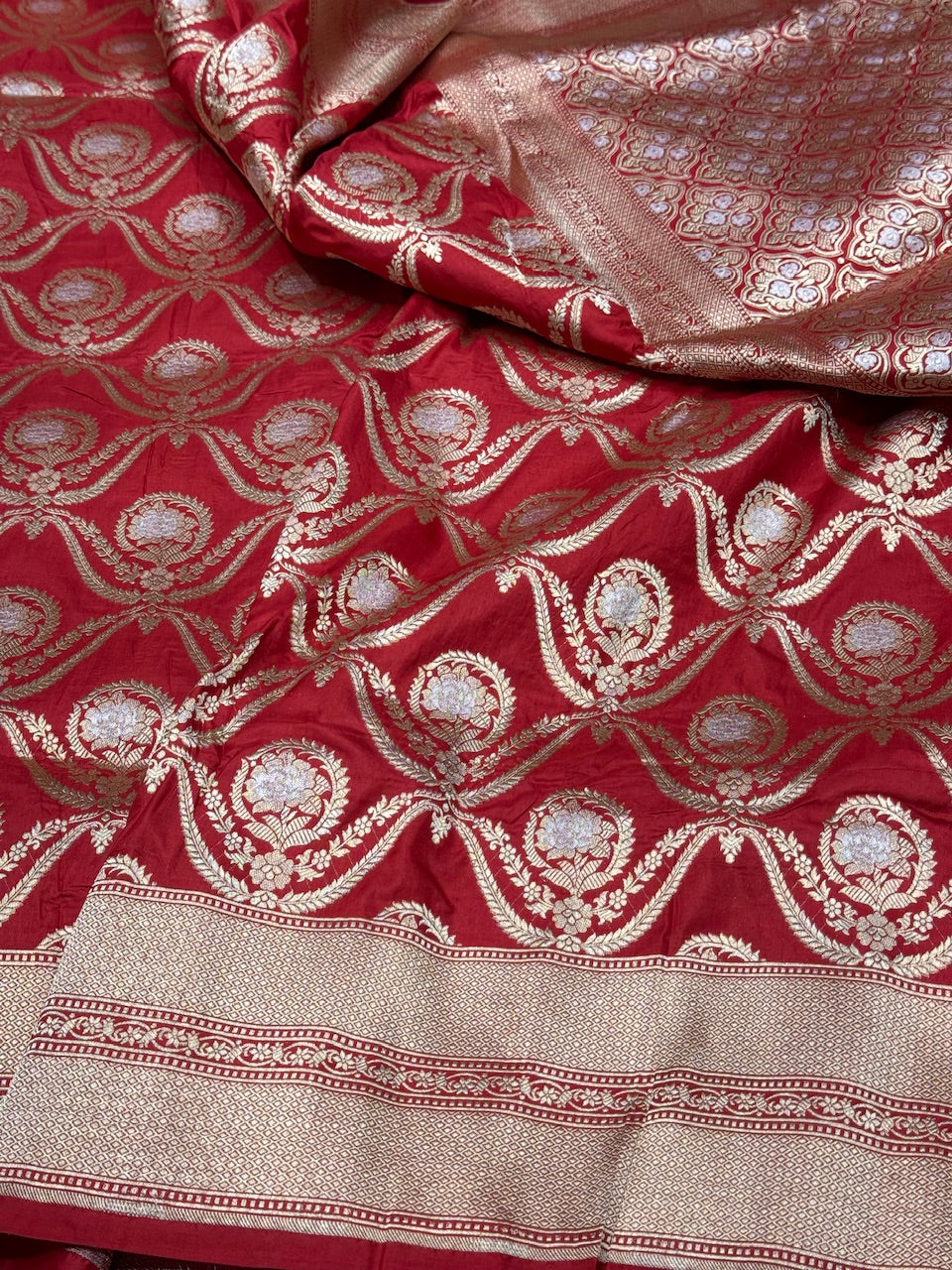 Red Sona Rupa Pure Silk Saree