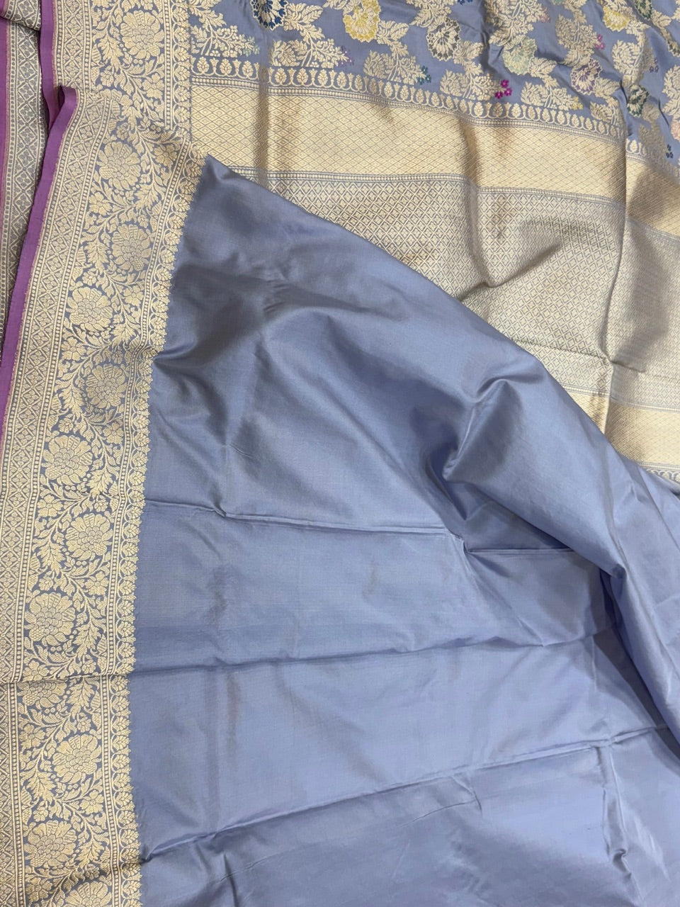 Powder Blue Handwoven Pure Silk Saree