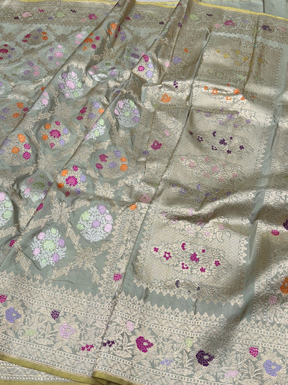 Pista Green Handwoven Pure Banarasi Silk Saree