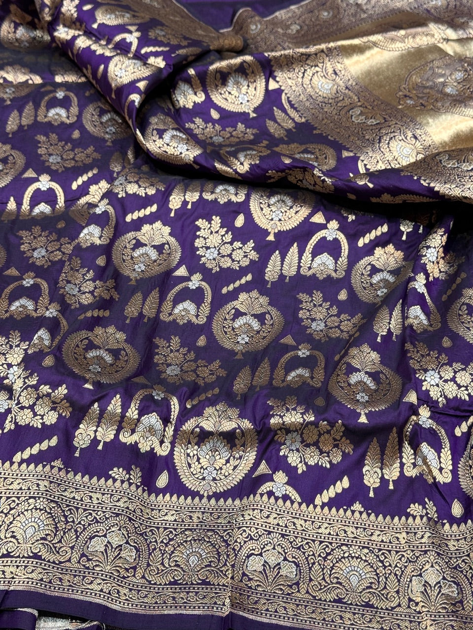 Purple Sona Rupa Pure Silk Saree