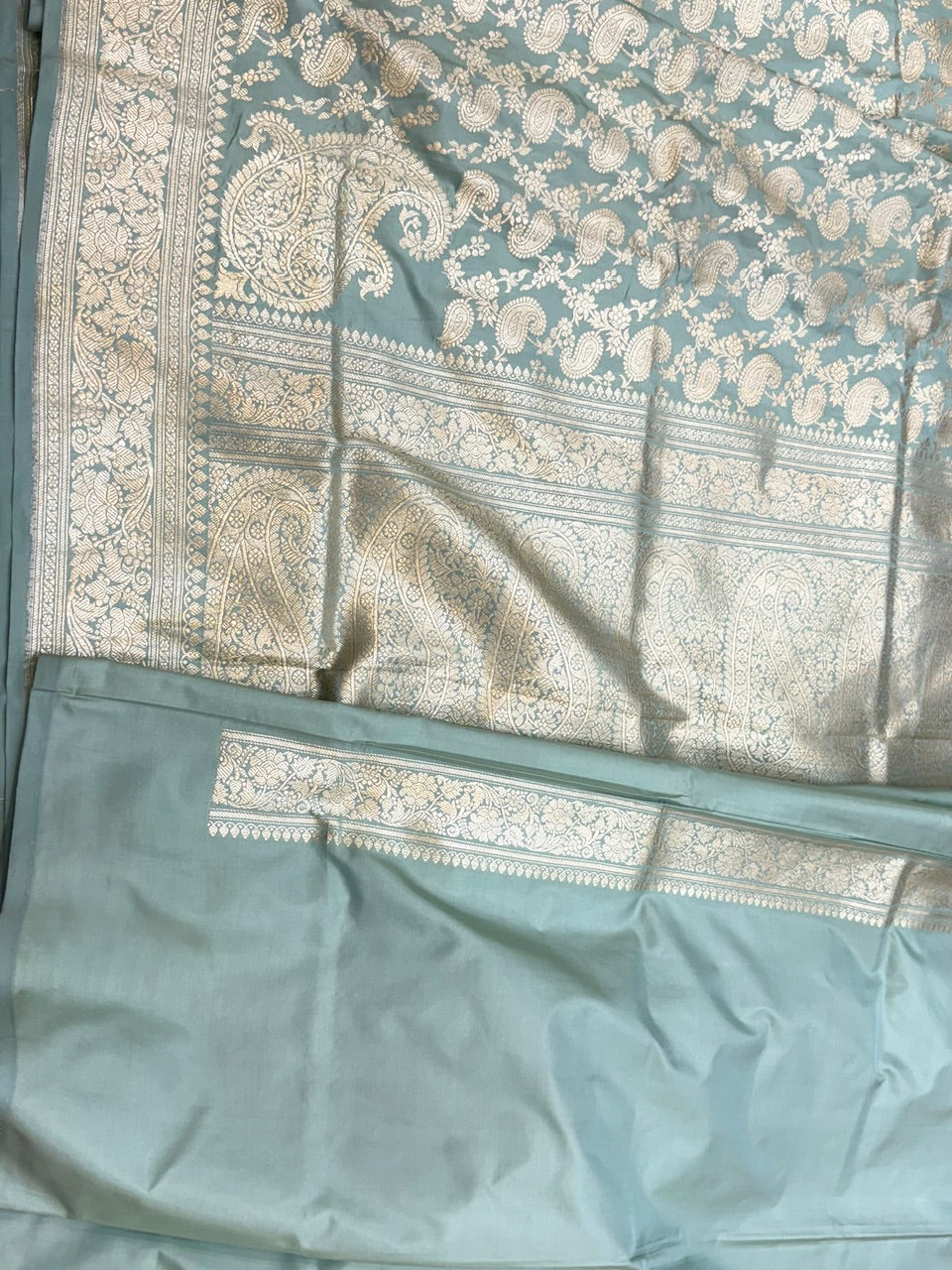 Powder Blue Handwoven Banarasi Silk Saree