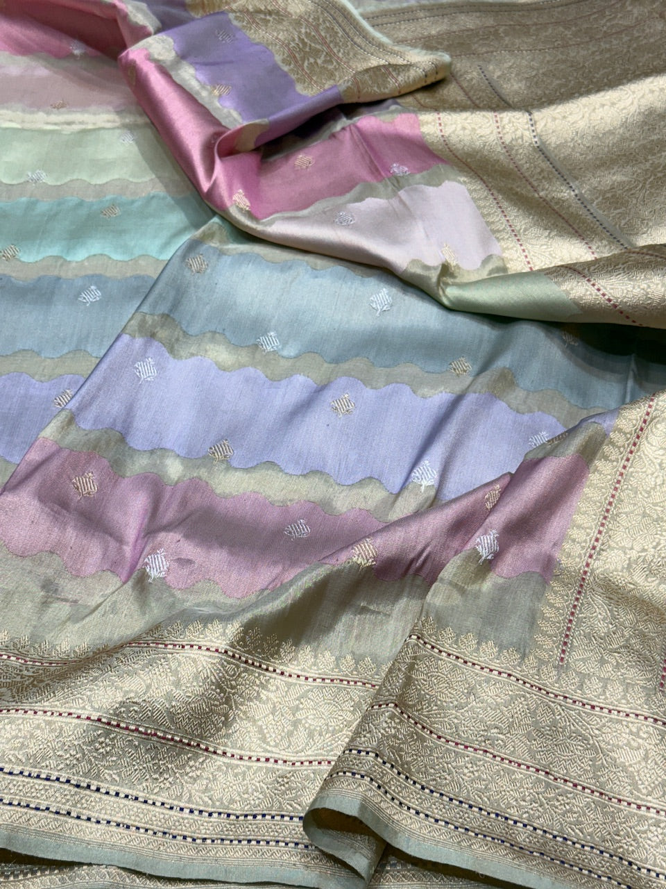 Ash Grey Handwoven Pure Banarasi Rangkaat  Saree