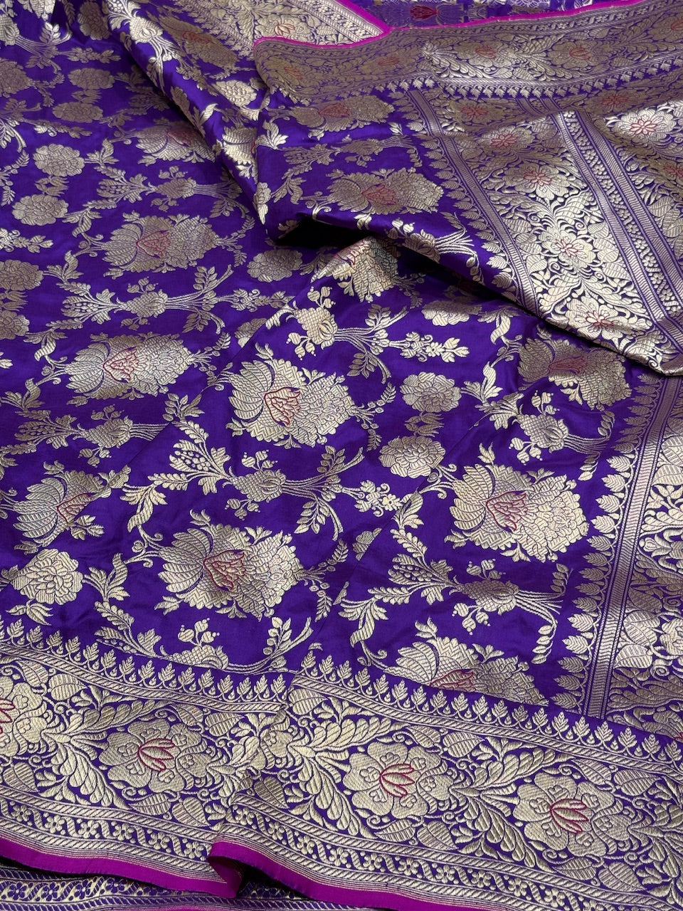 Purple Handwoven Pure Banarasi Silk Saree