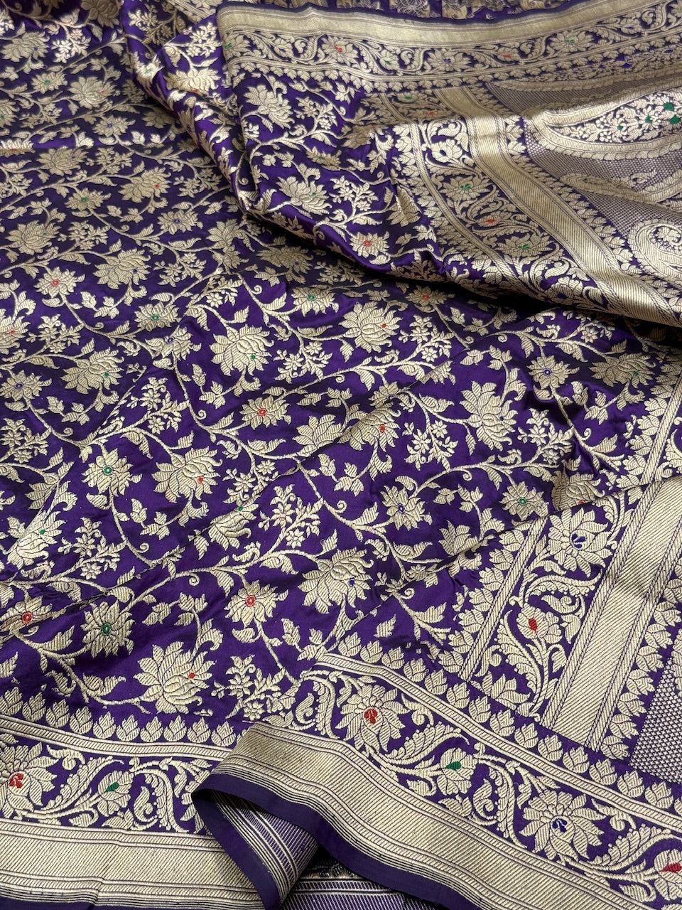 Purple Handwoven Pure Banarasi Silk Saree