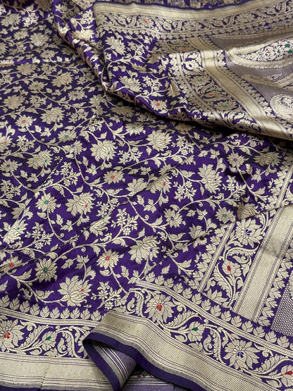 Purple Handwoven Pure Banarasi Silk Saree