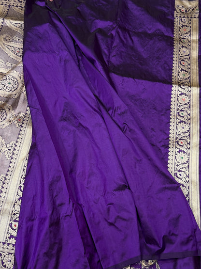 Purple Handwoven Pure Banarasi Silk Saree