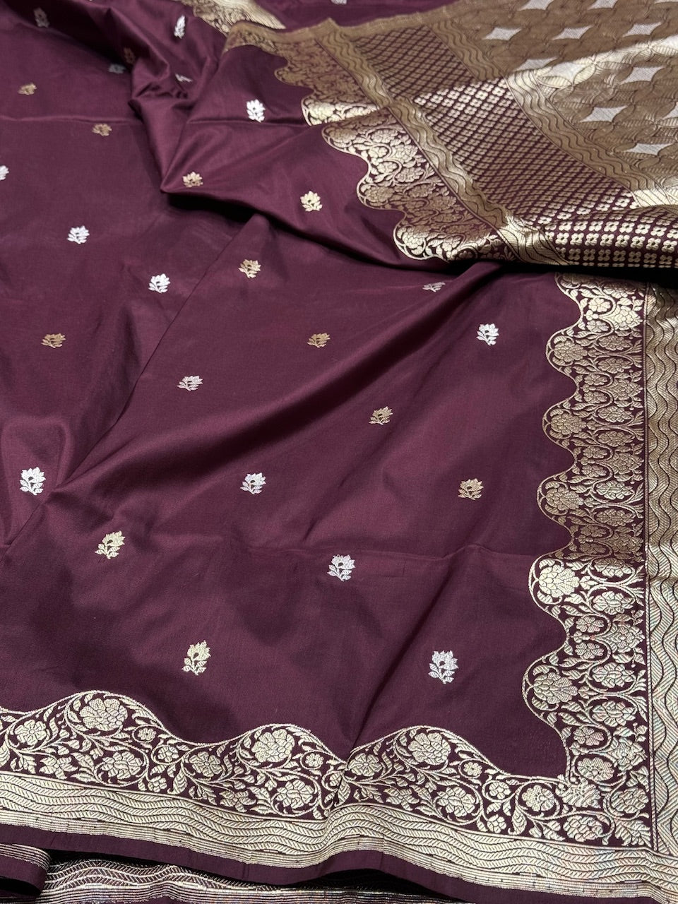 Wine Handwoven Banarasi Silk Saree