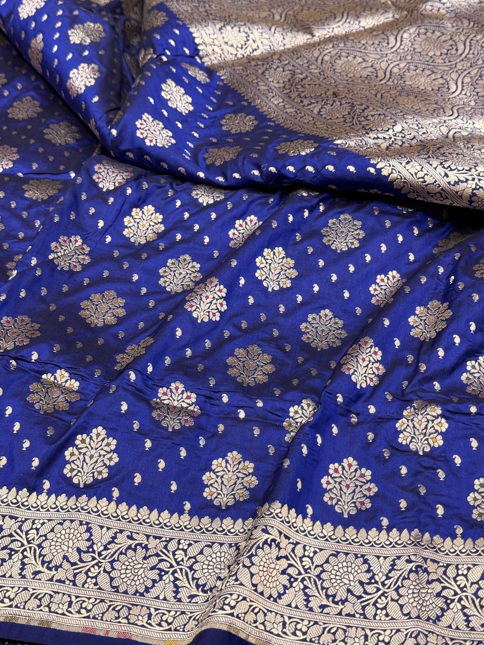 Royal Blue Sona Rupa Pure Silk Saree