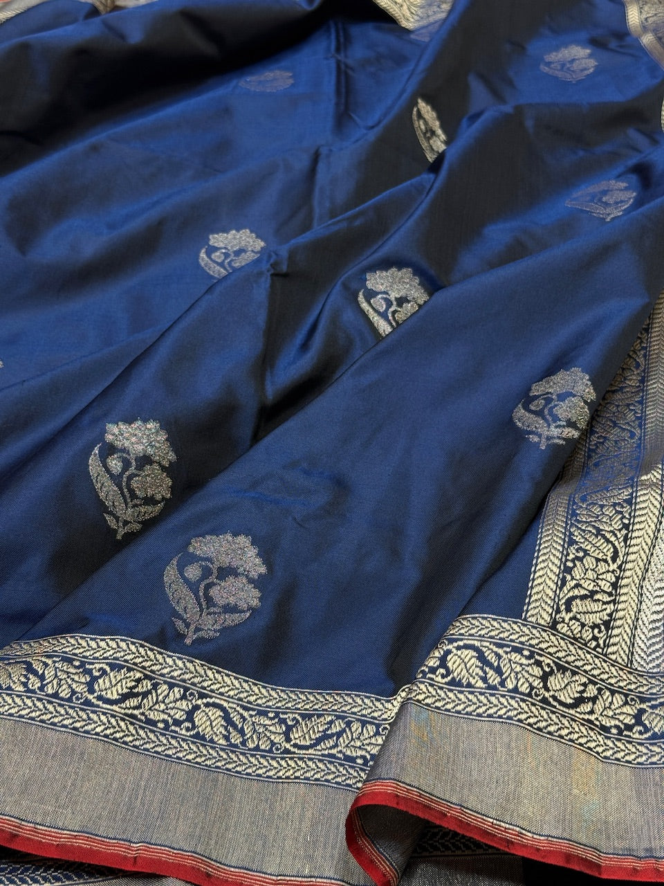 Navy Blue Ektara Silk Handwoven Saree