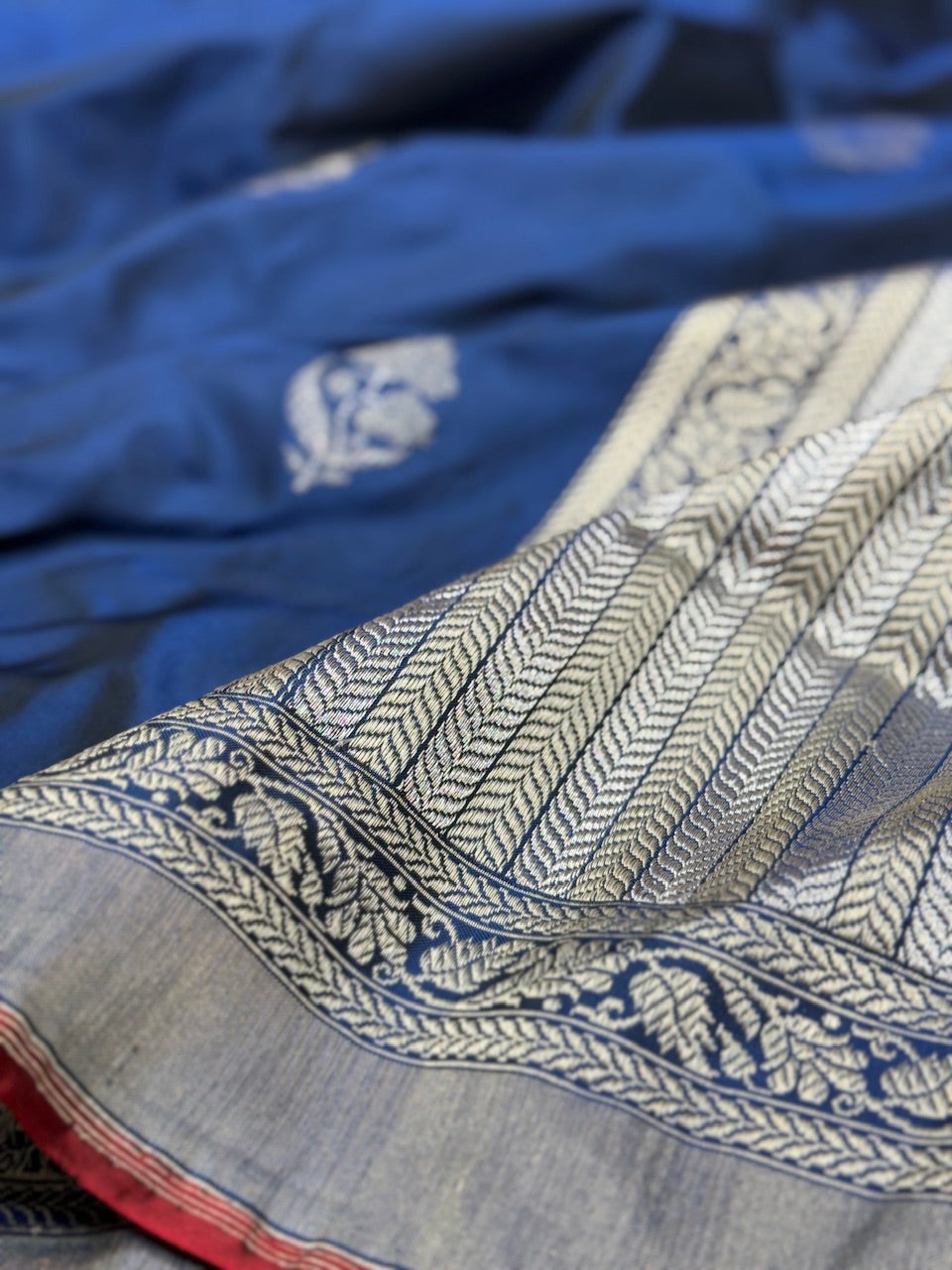 Navy Blue Ektara Silk Handwoven Saree