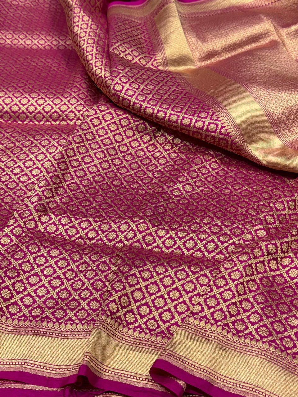 Magenta Pink Pure Silk Brocade Saree