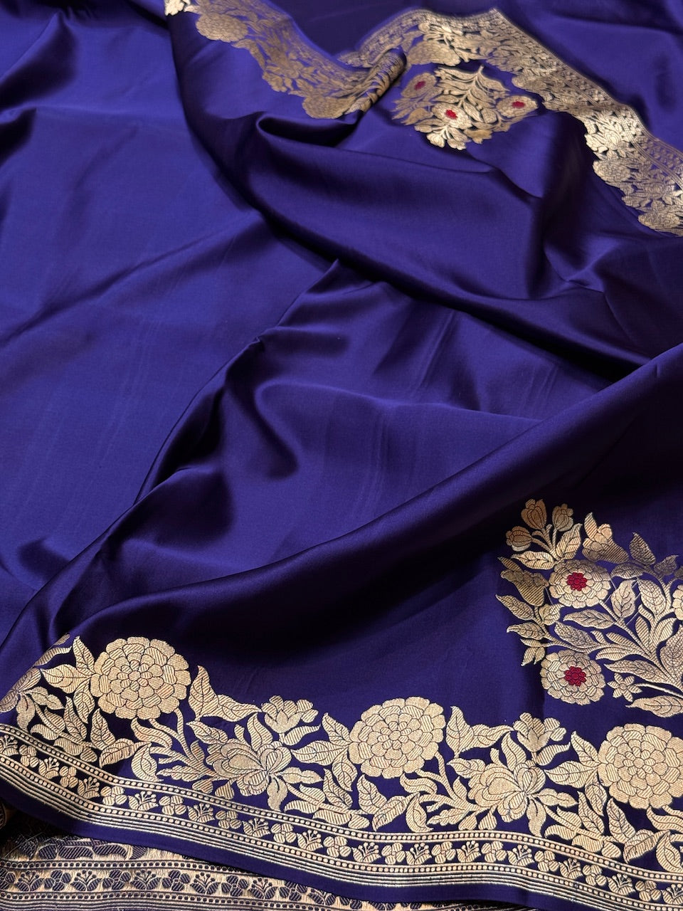 Royal Blue Handwoven Pure Banarasi Mashru Silk Saree