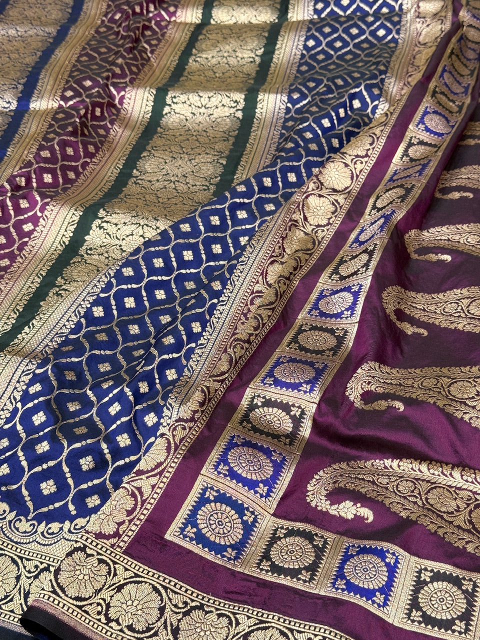 Multicolour Banarasi Pure Silk Saree – Cutwork Weave in 100% Pure Katan Silk
