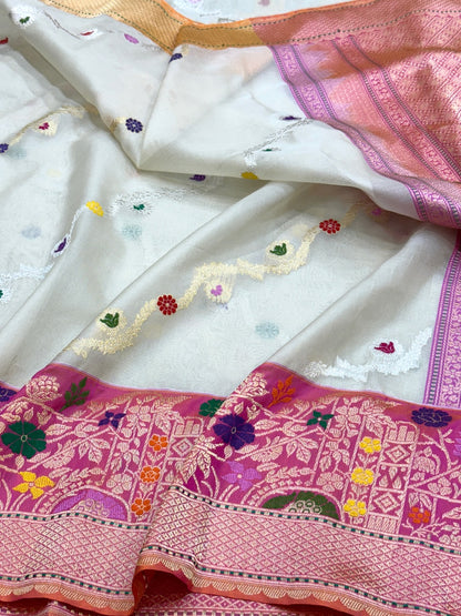Handwoven Pure Banarasi Organza Saree