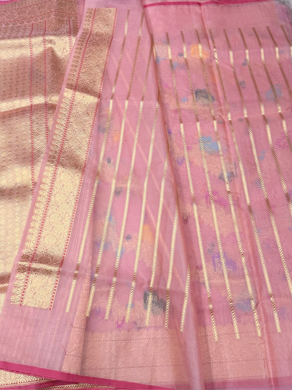 Baby Pink Handwoven Banarasi Pure Organza Saree