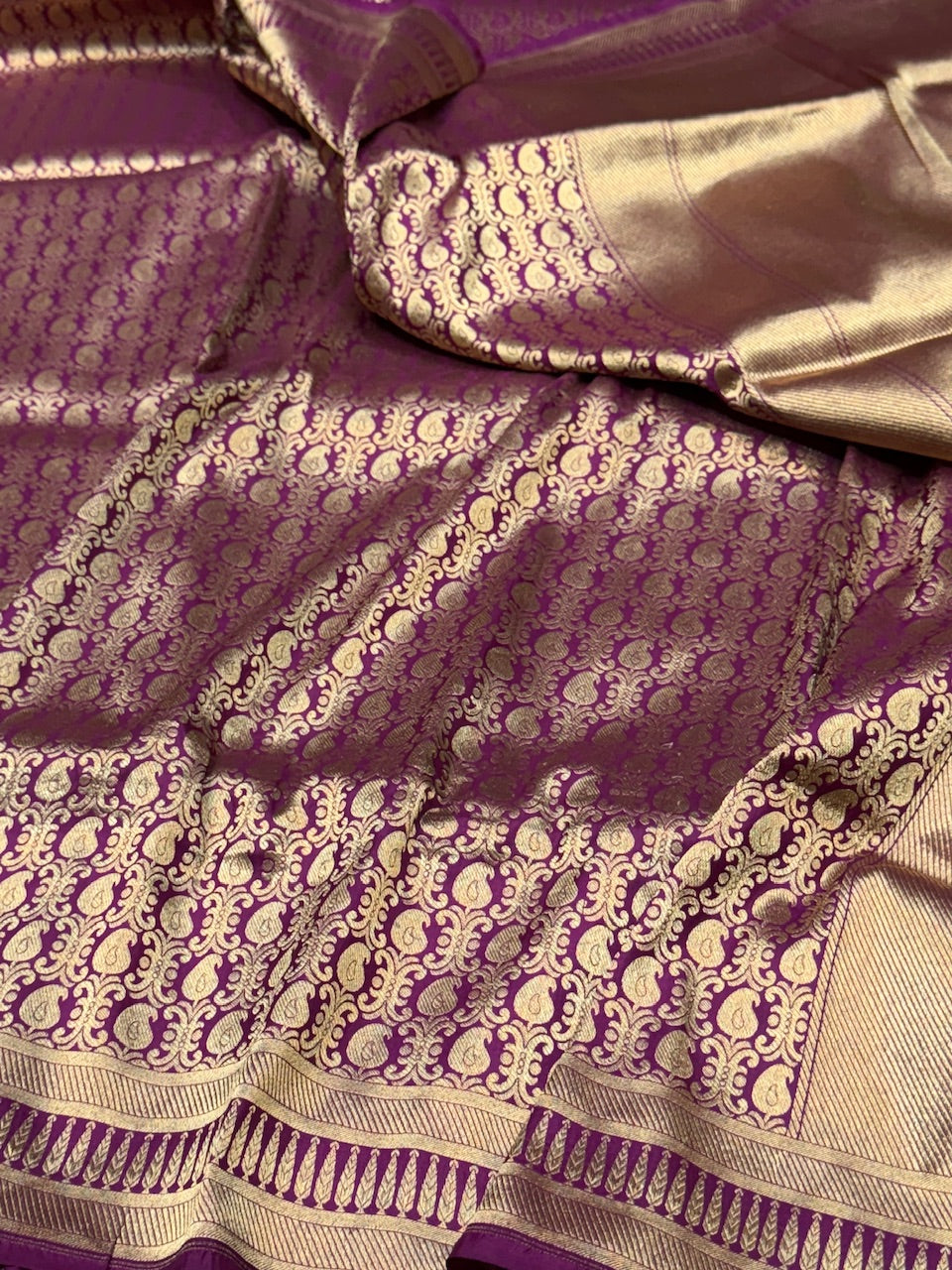 Magenta Pure Silk Brocade Saree