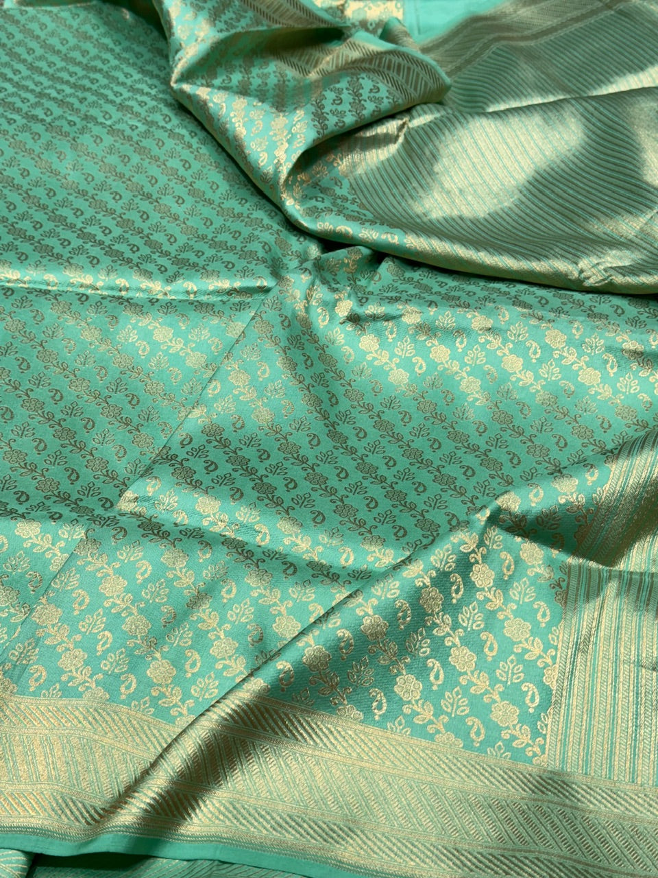 Sea Green Pure Silk Brocade Saree