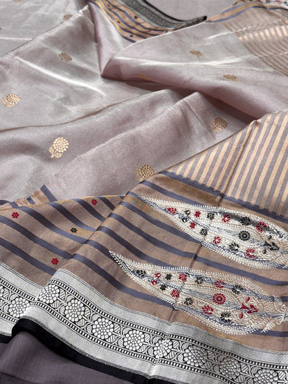 Mauve Handwoven Pure Banarasi Ektara Tissue Saree