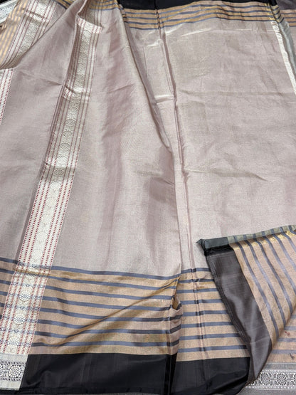 Mauve Handwoven Pure Banarasi Ektara Tissue Saree