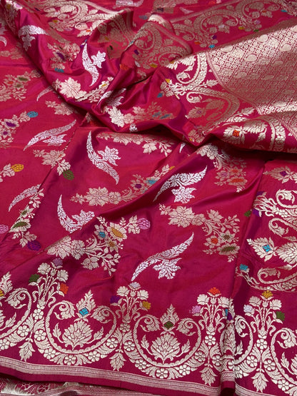 Ruby Red Handwoven Pure Banarasi Silk Saree