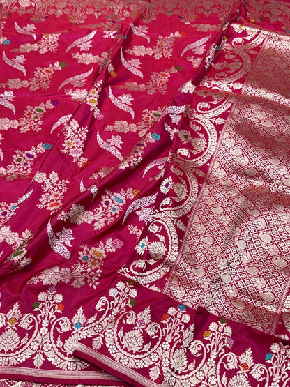 Ruby Red Handwoven Pure Banarasi Silk Saree