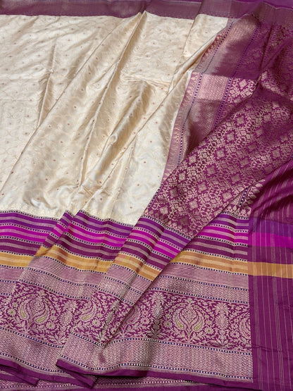 Beige/Wine Ektara Silk Handwoven Saree