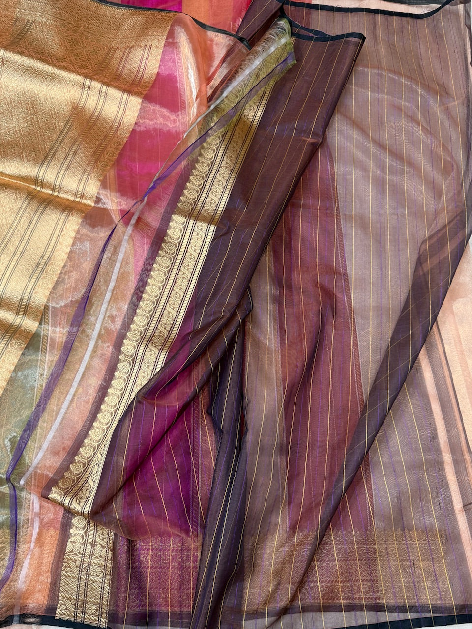 Multicoloure Handwoven Pure Banarasi Organza Saree