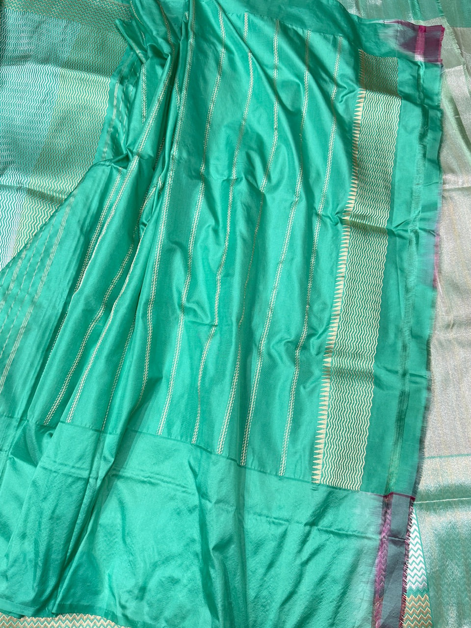 Pista Handwoven Pure Banarasi Ektara Tissue Saree