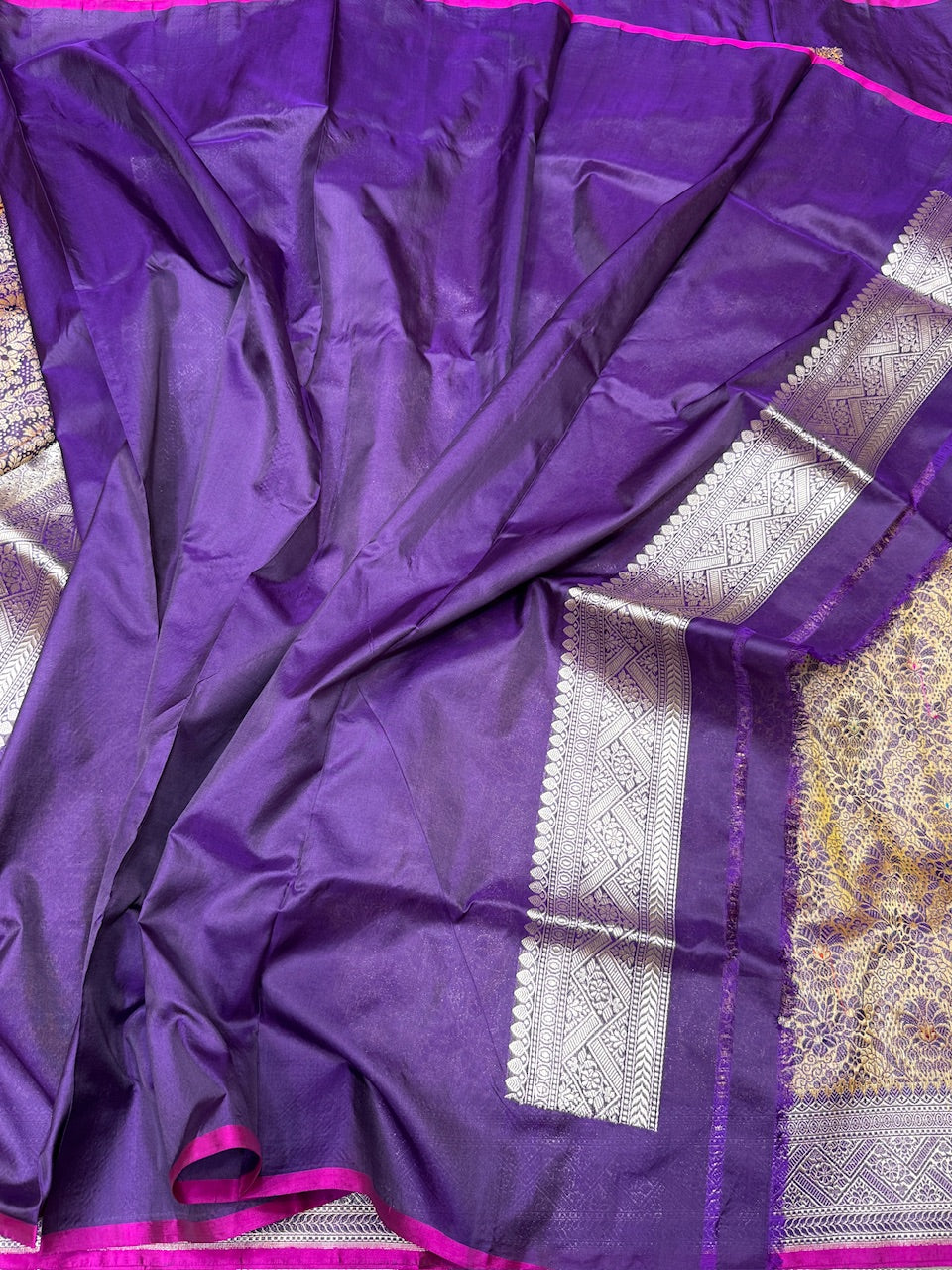 Purple Handwoven Pure Banarasi Brocade Saree