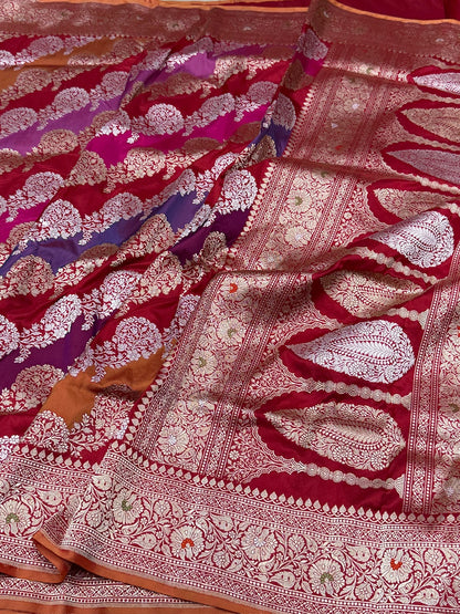 Red Rangkaat Handwoven Pure Banarasi Saree