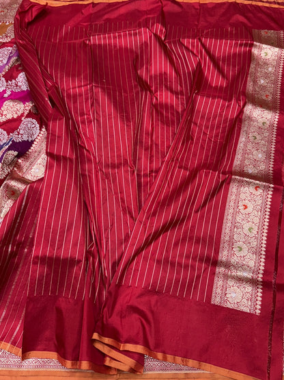 Red Rangkaat Handwoven Pure Banarasi Saree
