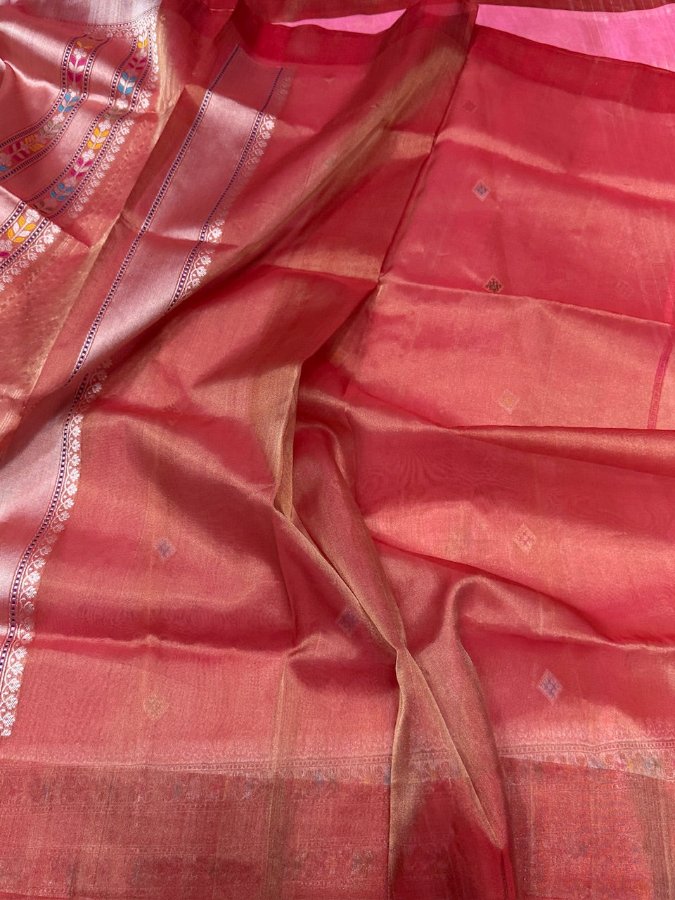 Baby Pink Handwoven Pure Banarasi Tissue Saree