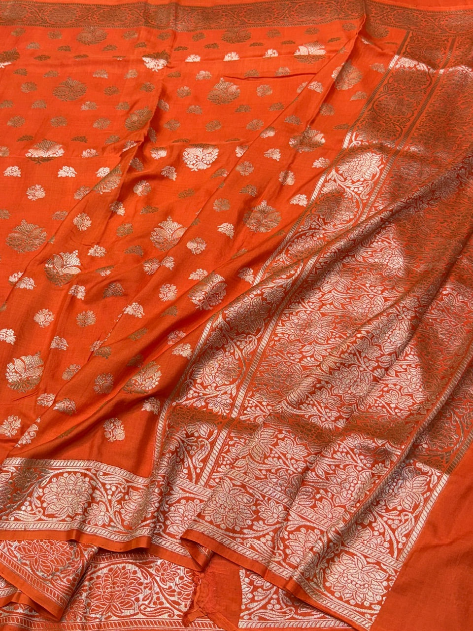 Orange Handwoven Pure Georgette Saree