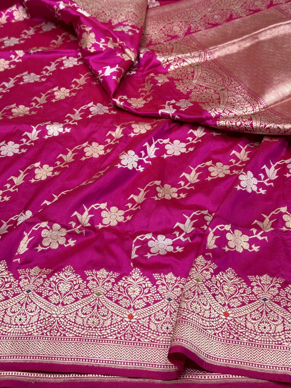 Rani Pink Handwoven Pure Silk Saree