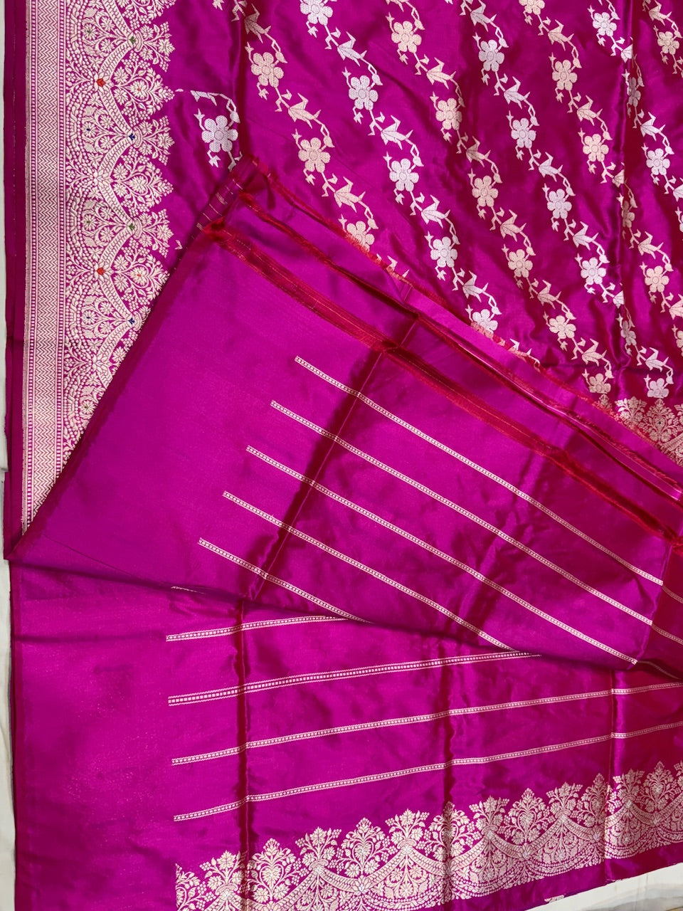 Rani Pink Handwoven Pure Silk Saree