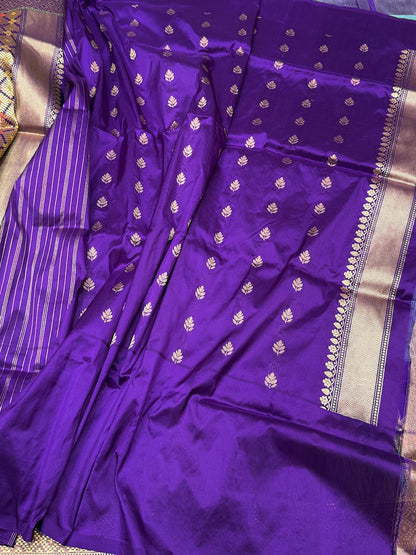 Sky Blue Handwoven Banarasi Pure Katan Silk Saree
