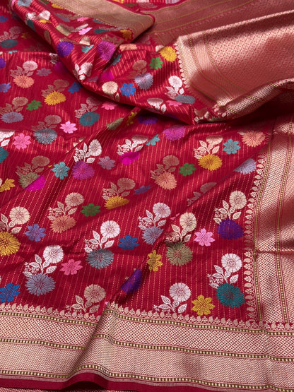Red Handwoven Banarasi Pure Katan Silk Saree