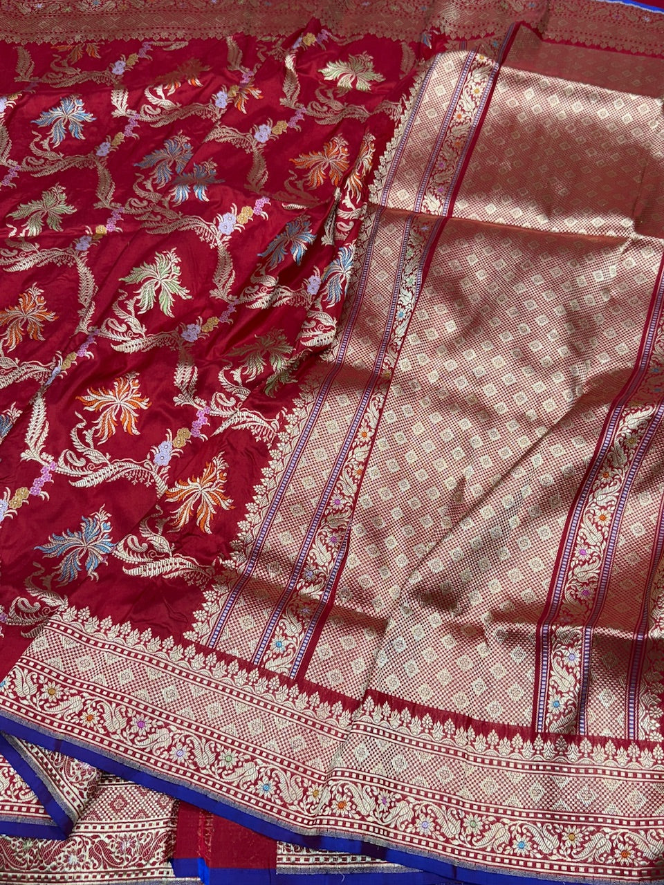 Deep Red Handwoven Banarasi Pure Katan Silk Saree
