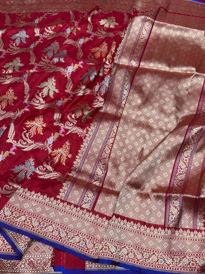 Deep Red Handwoven Banarasi Pure Katan Silk Saree