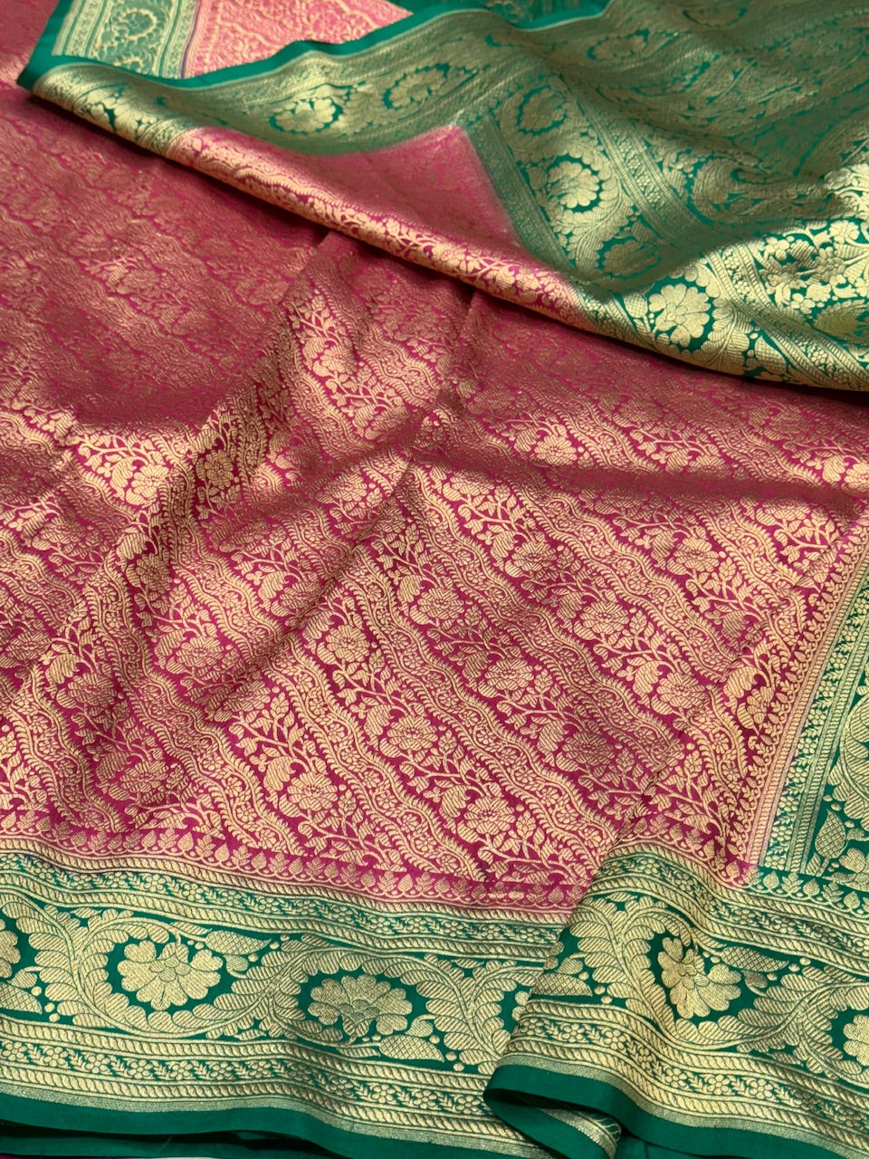 Pink Pure Silk Brocade Saree