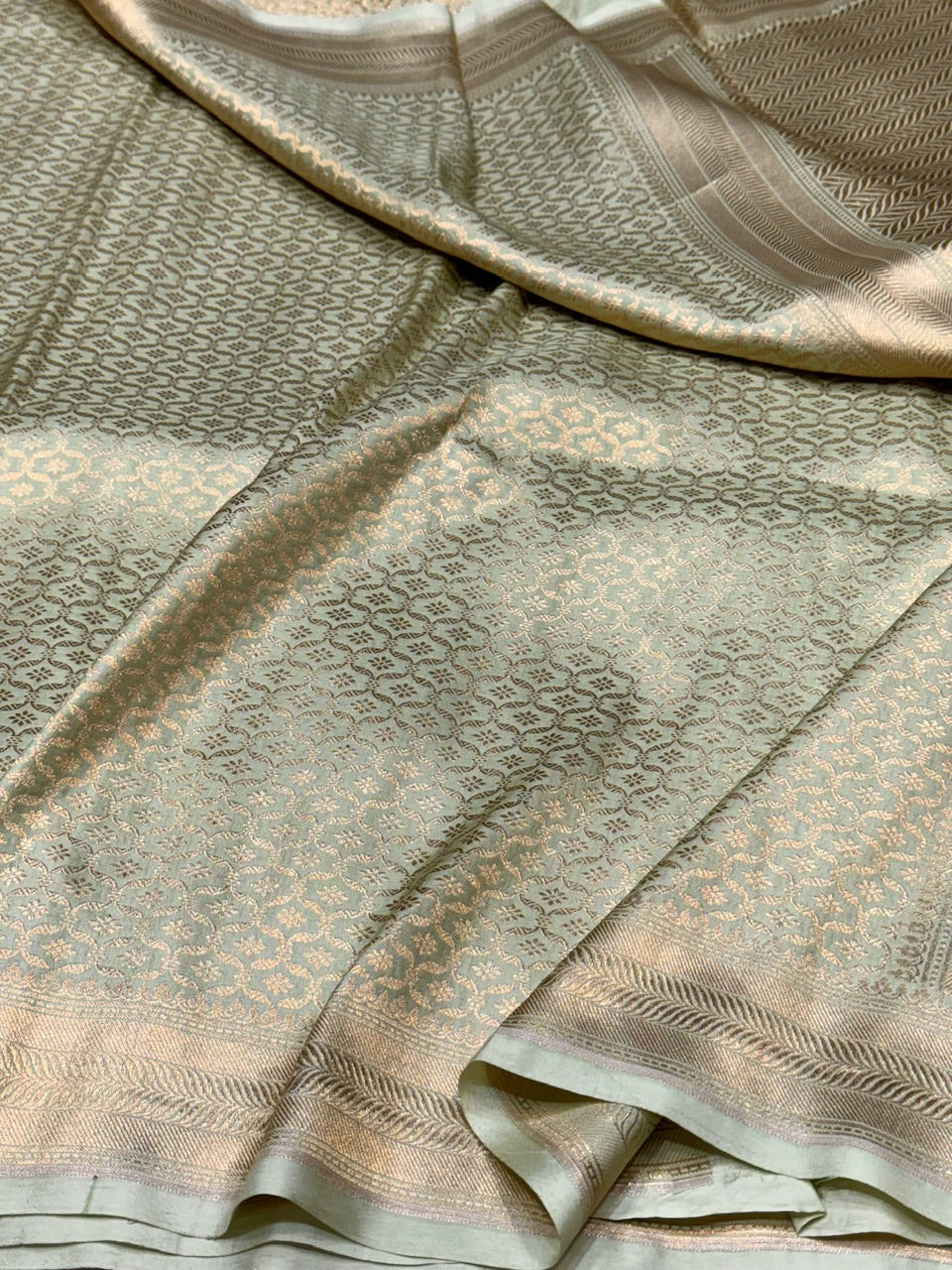 Pista Pure Silk Brocade Saree